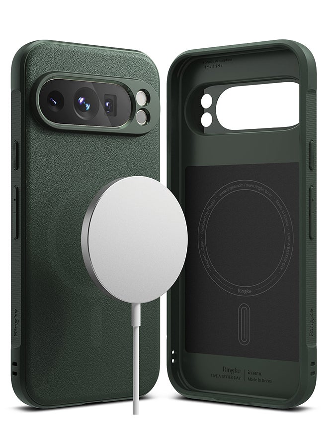 Onyx Magnetic Case For Google Pixel 9 Pro XL, Enhanced Grip Tough Flexible TPU Shockproof Rugged TPU Bumper Drop Protection Phone Cover - Dark Green