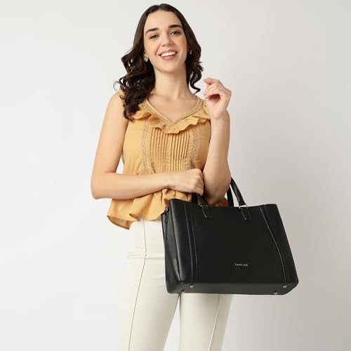 Fastrack Casual 14" Laptop Tote | Faux-Leather Women's Handbags |14" Laptop Tote for Workwear and College, Black - Image 2