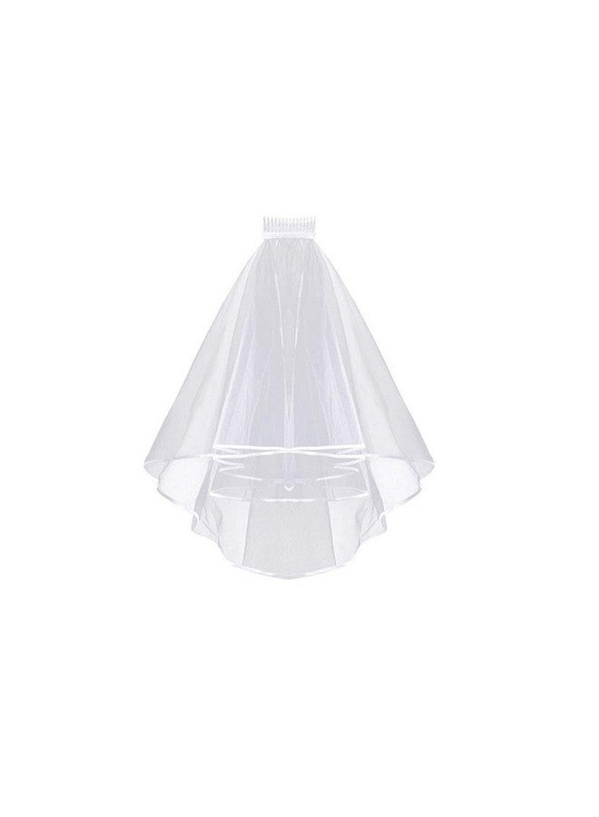 ASTRQLE Women Lady Double Ribbon Edge Center Cascade Bridal Wedding Veil with Comb White Wedding Dress Accessories Girl Sweet Decorations - Image 1