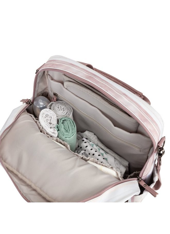 JuJuBe - JuJuBe Nature Babe Diaper Bag Backpack with Portable Baby Changing Pad, Sustainable Multi-Function Travel Bag for Bottles, Diapers, Pacifier, Made with 24 Recycled Plastic Bottles, Watercolor Stripe - Image 1