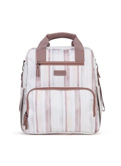 JuJuBe JuJuBe Nature Babe Diaper Bag Backpack with Portable Baby Changing Pad, Sustainable Multi-Function Travel Bag for Bottles, Diapers, Pacifier, Made with 24 Recycled Plastic Bottles, Watercolor Stripe  - Image 1