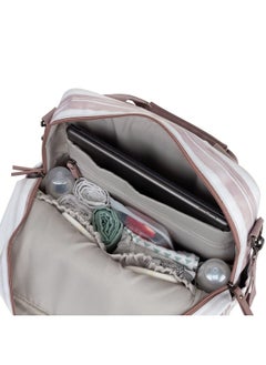 JuJuBe JuJuBe Nature Babe Diaper Bag Backpack with Portable Baby Changing Pad, Sustainable Multi-Function Travel Bag for Bottles, Diapers, Pacifier, Made with 24 Recycled Plastic Bottles, Watercolor Stripe  - Image 4