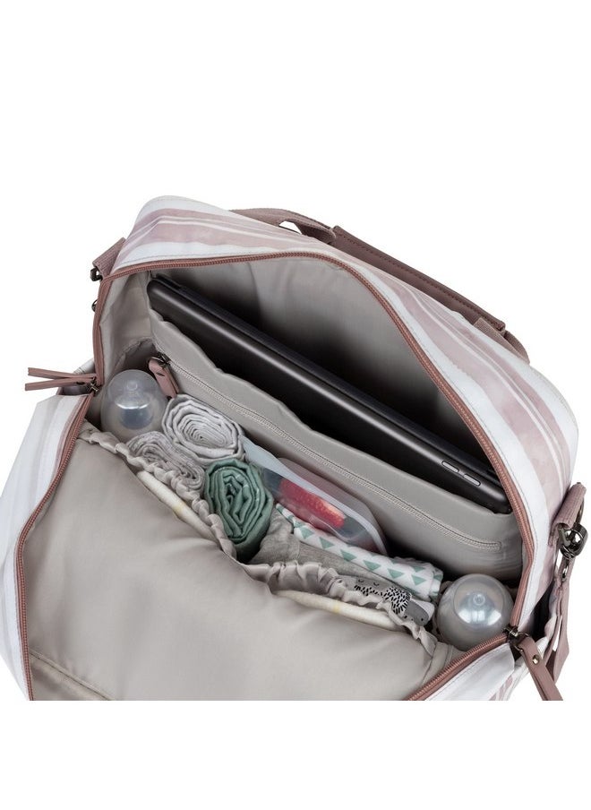 JuJuBe - JuJuBe Nature Babe Diaper Bag Backpack with Portable Baby Changing Pad, Sustainable Multi-Function Travel Bag for Bottles, Diapers, Pacifier, Made with 24 Recycled Plastic Bottles, Watercolor Stripe - Image 1