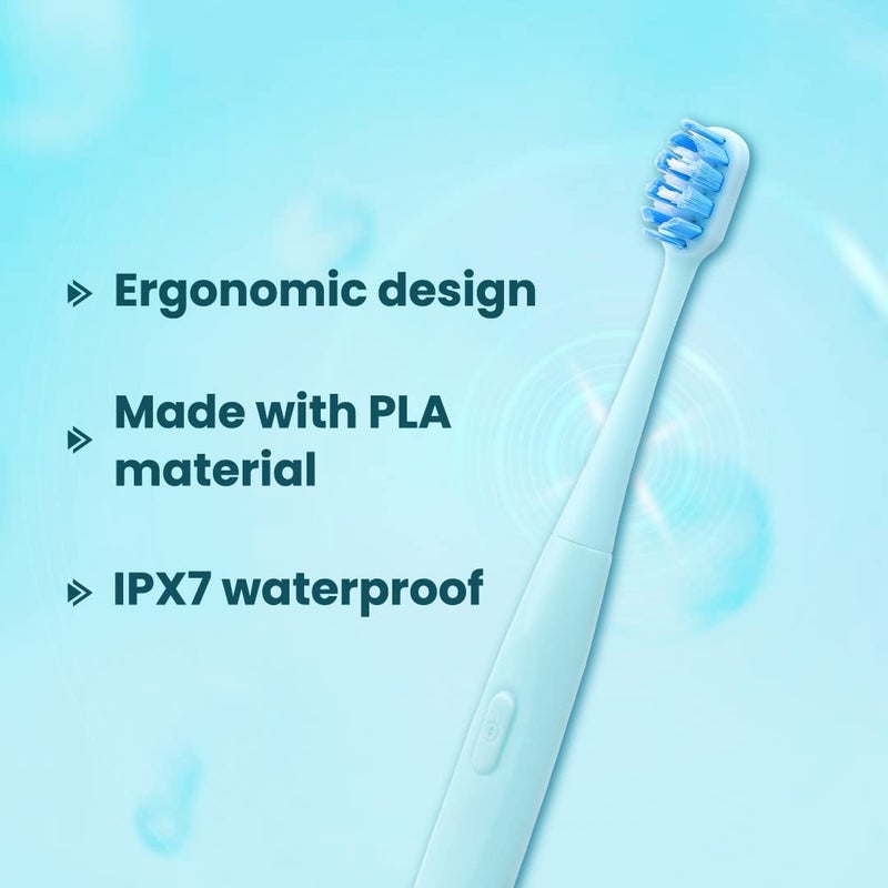 Dr.Dento Neo Sonic Electric Toothbrush | Soft DuPont Bristles | 2 Brush Heads & Cover | 120 Days Battery Life | AAA Powered | Eco-Friendly Design for Unisex Adults | Ocean Blue - Image 2