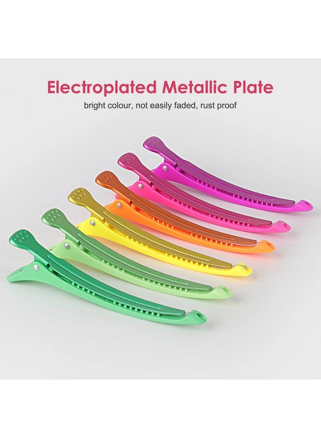 AIMIKE Neon Hair Clips 12 Pcs Salon Hair Clips For Styling Sectioning Duck Billed Hair Roller Clips Professional Hair Styling Clips Hair Cutting Clips For Women Hairdresser 4.3” Long - Image 2