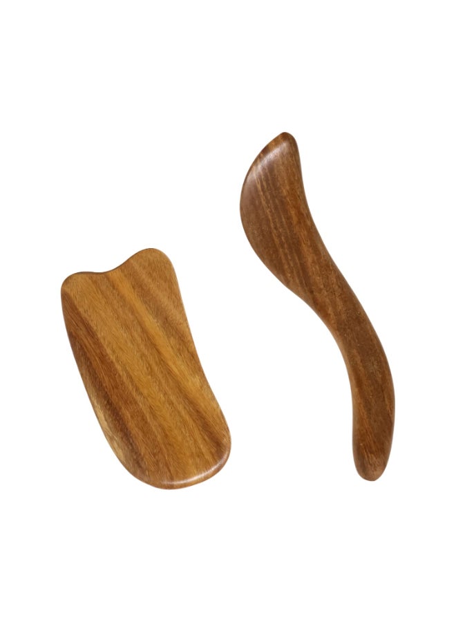 yueton 2PCS Sandalwood Scraping Board Wooden Gua Sha Board Gua Sha Facial Body Massage Tool for Face and Body Treatment Relieve Tensions and Reduce Puffiness - Image 2