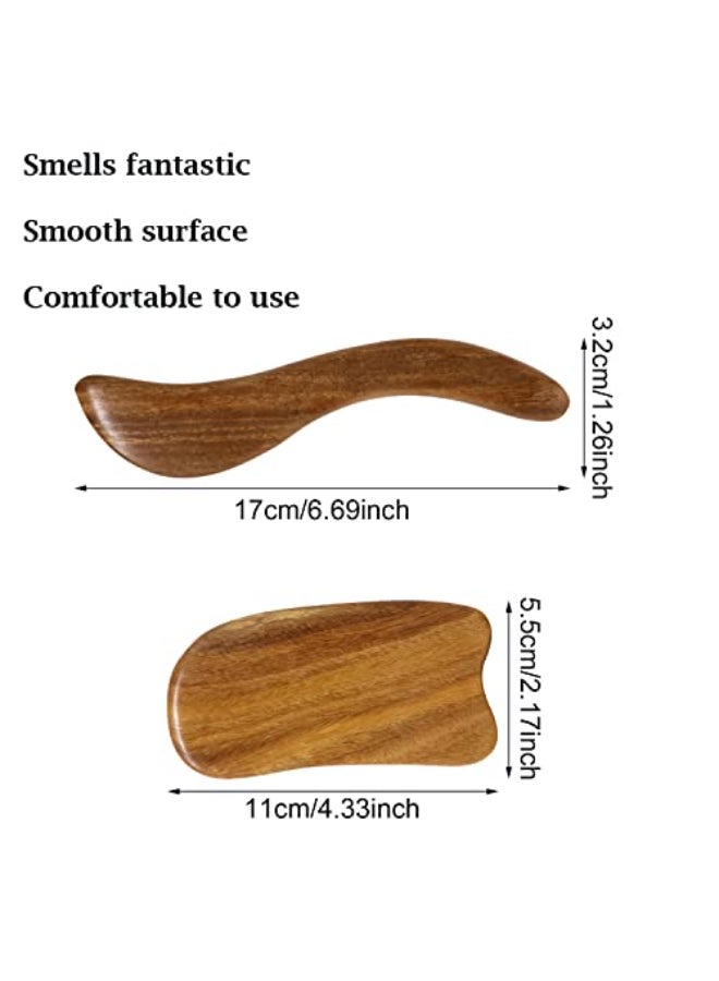 yueton 2PCS Sandalwood Scraping Board Wooden Gua Sha Board Gua Sha Facial Body Massage Tool for Face and Body Treatment Relieve Tensions and Reduce Puffiness - Image 3