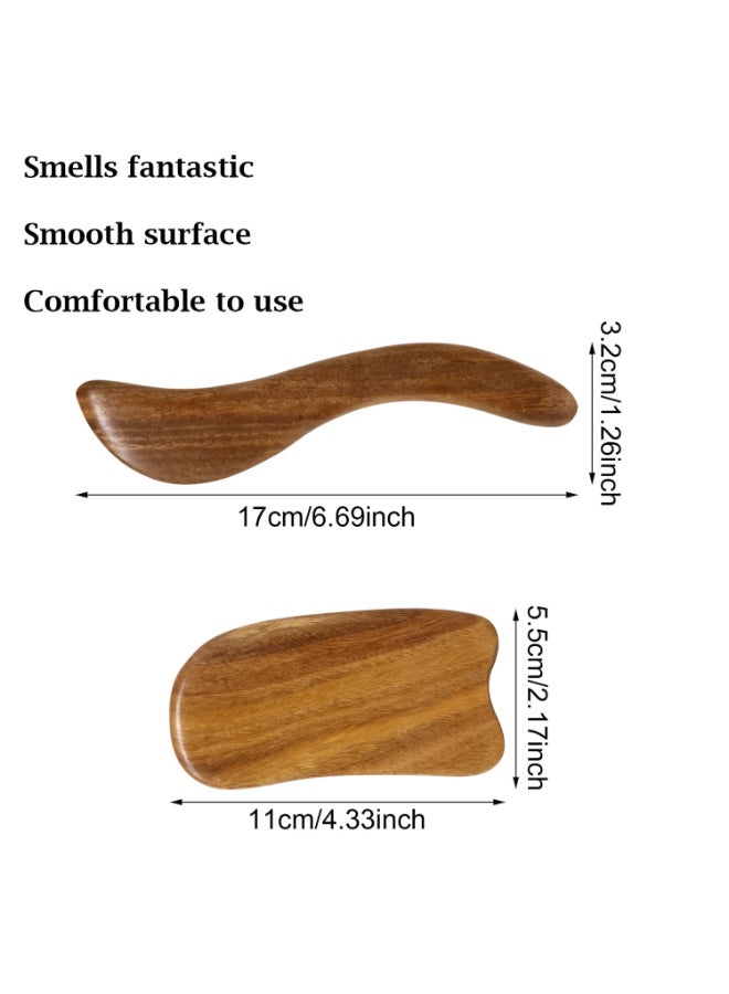 yueton 2PCS Sandalwood Scraping Board Wooden Gua Sha Board Gua Sha Facial Body Massage Tool for Face and Body Treatment Relieve Tensions and Reduce Puffiness - Image 4