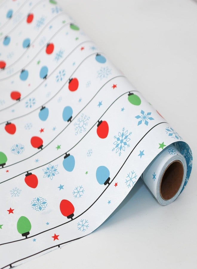 Linelglobal Christmas Wrapping Paper Mini Roll, Reversible Roll Two Side Wrapping Paper 17x295 Inch - Illumination and Snow Flake - Image 3