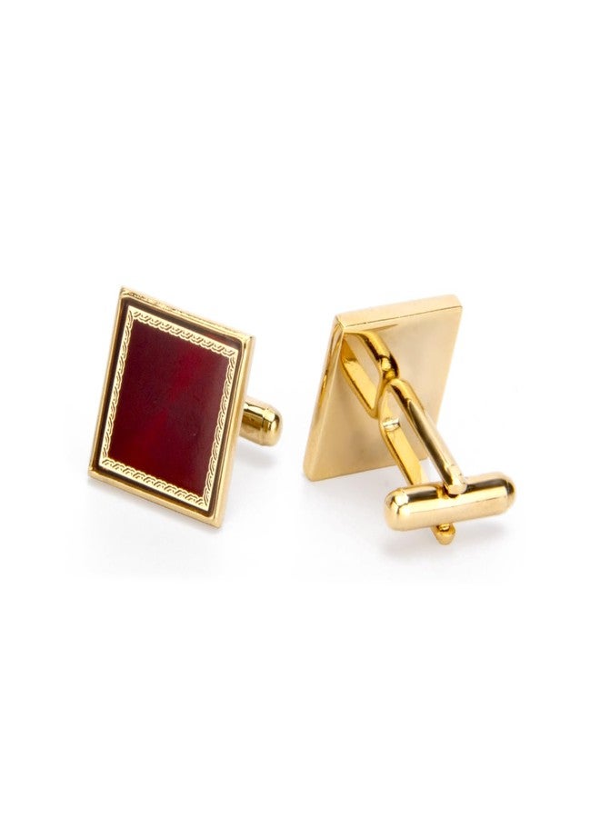 Wynameleri Cufflinks and Tuxedo Studs Set Red Square Suit Classic Accessories for Men in Gift Box - Image 3