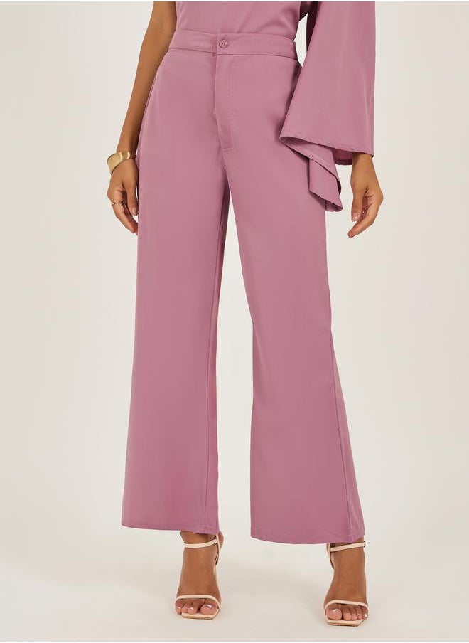 Styli Pink One Shoulder Top and Flared Trousers Co-Ords  - Image 5