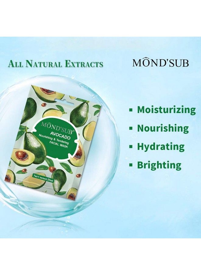 MOND'SUB [12 P] Avocado Oil Facial Masksbest Sheet Mask For Dry Skindeeply Nourishing&Moisturizing Make Skin Soft&Clearevery Skin Condition Day To Day Skin Concernsboth Men&Women - Image 3