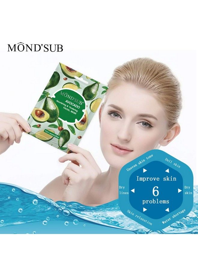 MOND'SUB [12 P] Avocado Oil Facial Masksbest Sheet Mask For Dry Skindeeply Nourishing&Moisturizing Make Skin Soft&Clearevery Skin Condition Day To Day Skin Concernsboth Men&Women - Image 4