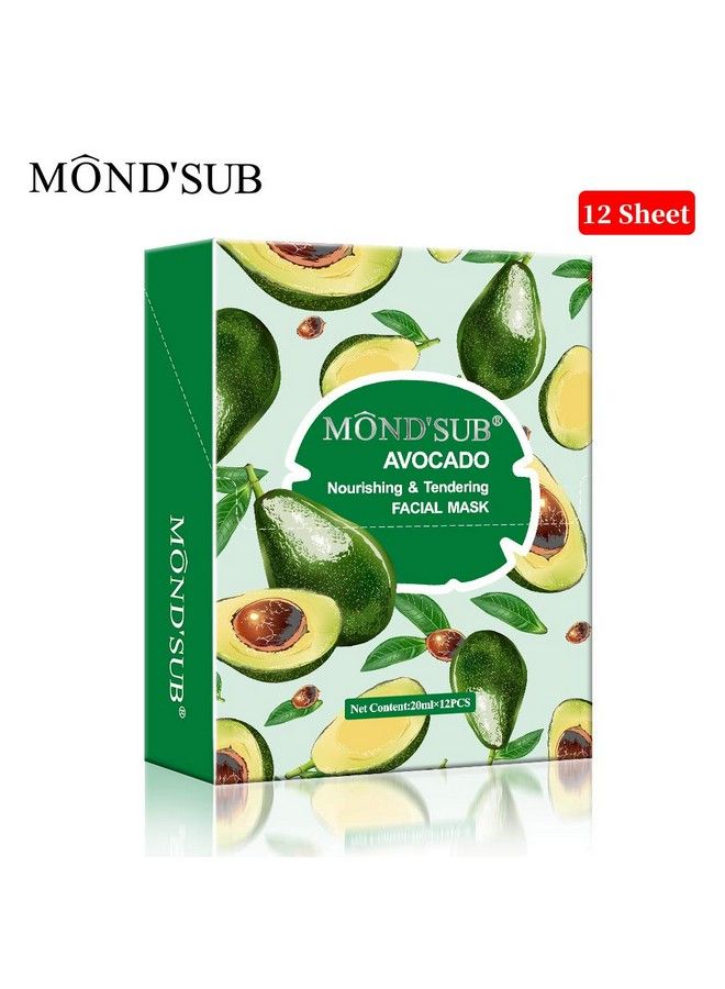 MOND'SUB [12 P] Avocado Oil Facial Masksbest Sheet Mask For Dry Skindeeply Nourishing&Moisturizing Make Skin Soft&Clearevery Skin Condition Day To Day Skin Concernsboth Men&Women - Image 2