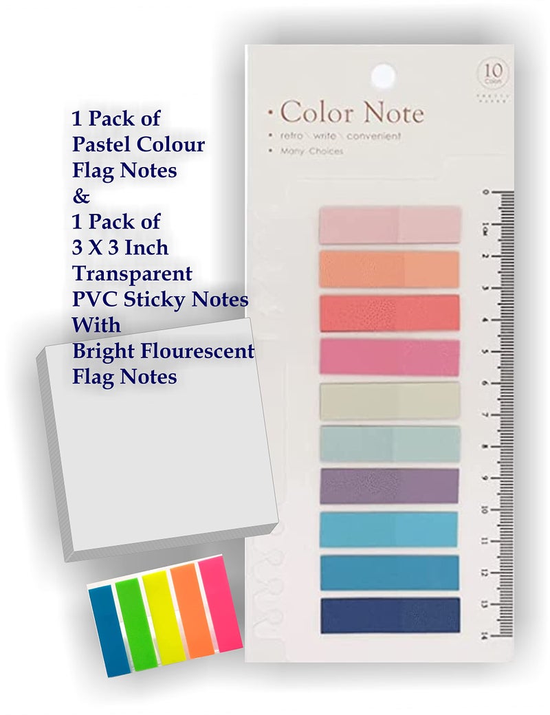 IMPRINT Morandi Pastel Colors Sticky Tabs 200 | Fluorescent Sticky Tabs 100 | Transparent Stick Notes 3x3 inch 50 | Set of 350 Stick Notes - Image 2