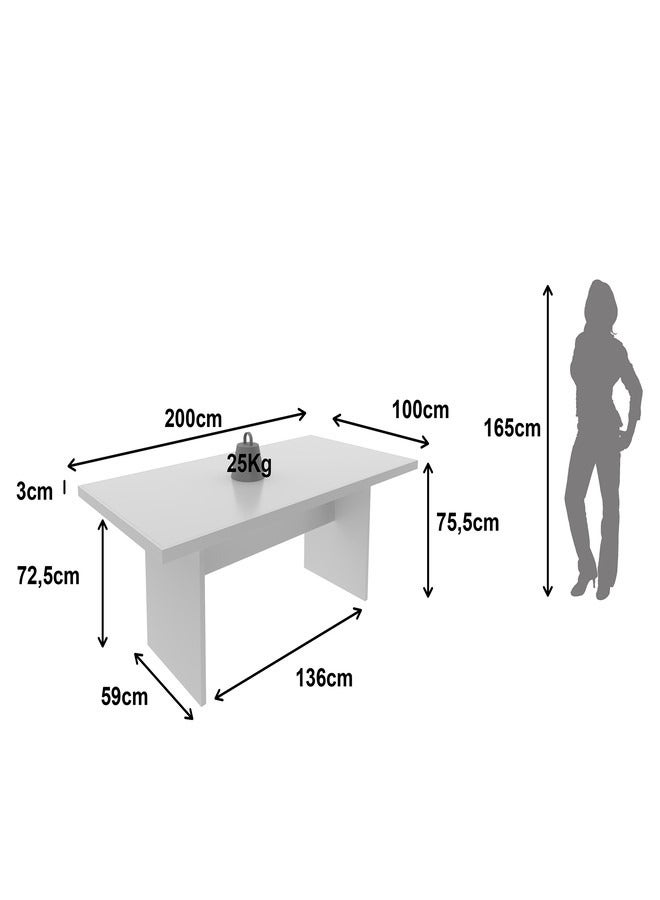 Tecnomobili Office Meeting Table white Color 200x72.5x100cm  - Image 3