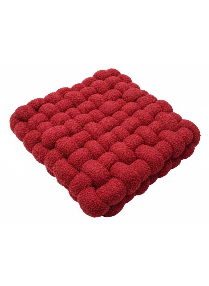 AKDC Luxury Square Knot Throw Pillow – Plush Red Lamb Fleece Fabric Decorative Cushion, 40×40×10 cm - Image 1