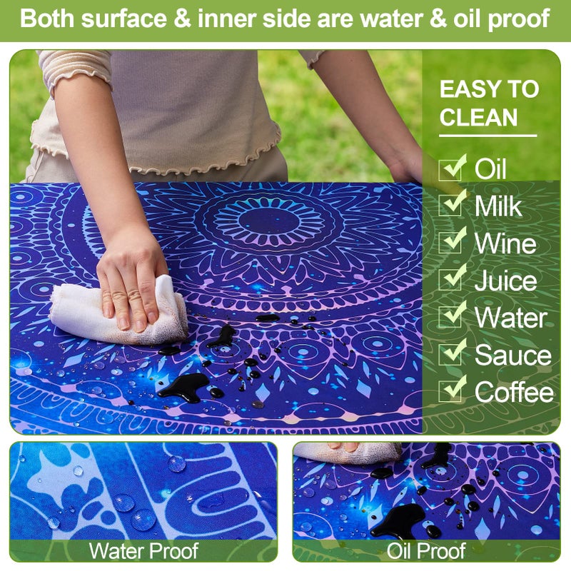 Play Tailor Picnic Table Cover with Bench Covers Camping Essentials Waterproof Windproof Camping Tablecloth with Drawstring Bag, Fitted Rectangle Tables and Seats, 72in, Blue Purple - Image 3