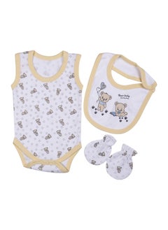 Babies Basic 7 Piece Unisex 100% Cotton Gift Set Include Bib, Pyjama, Mitten, Cap, Romper, Top And Bottom Set  - Image 3