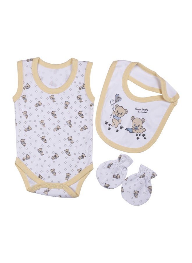 Babies Basic 7 Piece Unisex 100% Cotton Gift Set Include Bib, Pyjama, Mitten, Cap, Romper, Top And Bottom Set  - Image 3