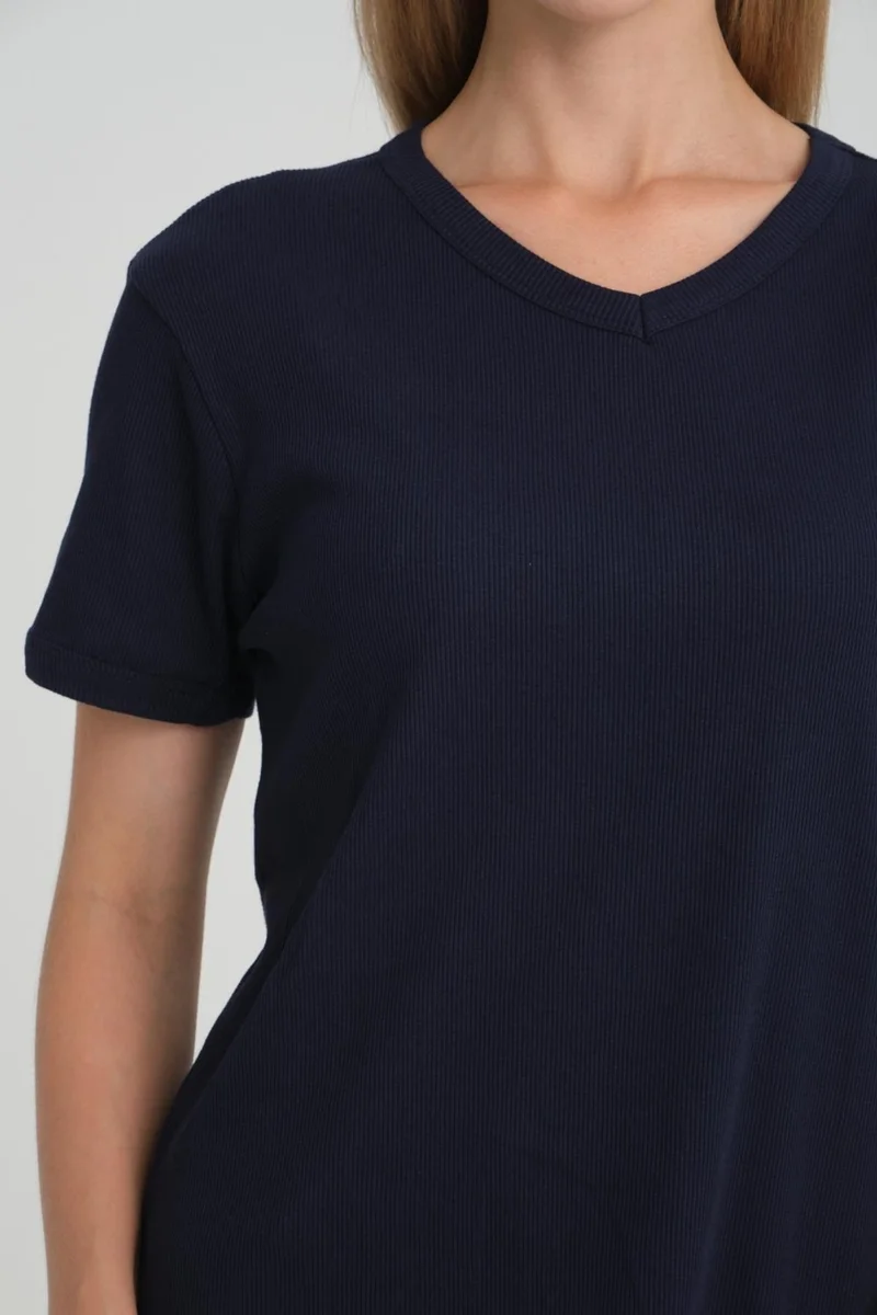 Alexander Gardi Alexandergardı Ribbed V-Neck Comfort Fit T-Shirt (E24-74602)