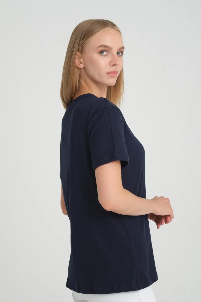 Alexander Gardi Alexandergardı Ribbed V-Neck Comfort Fit T-Shirt (E24-74602)