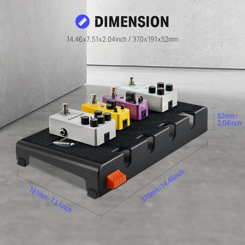 Donner لوحة دواسات جيتار صغيرة، مجموعة مزود طاقة دواسات تأثيرات مصغرة DB-S100 مع حقيبة ظهر قابلة للتحويل، 60" لاصق خلفي مع حلقة وحامل مزود الطاقة، 14.46" × 7.51" - Image 2