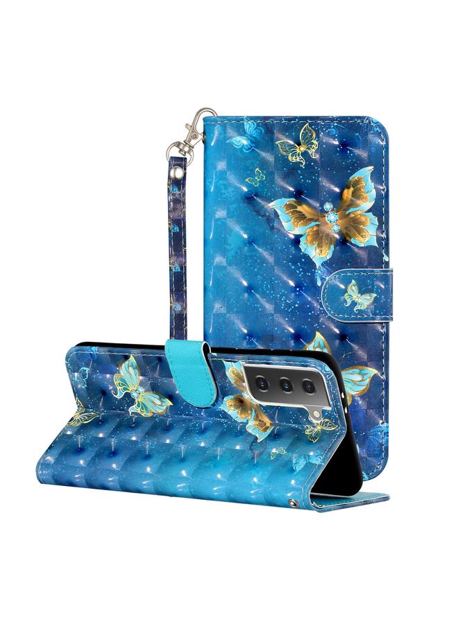 اس-توب جراب لهاتف Samsung Galaxy S21 5G، جراب جلدي أفقي بنمط ثلاثي الأبعاد مع حامل وفتحات للبطاقات ومحفظة وحبل - Image 1