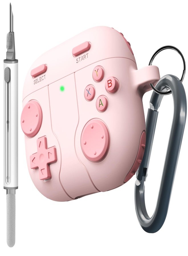 DamonLight Game Case for AirPods 4 Cover Shock-Proof Protective Silicone Case with Keychain for Apple Airpods 4th Generation 2024 Released (Pink) - Image 1