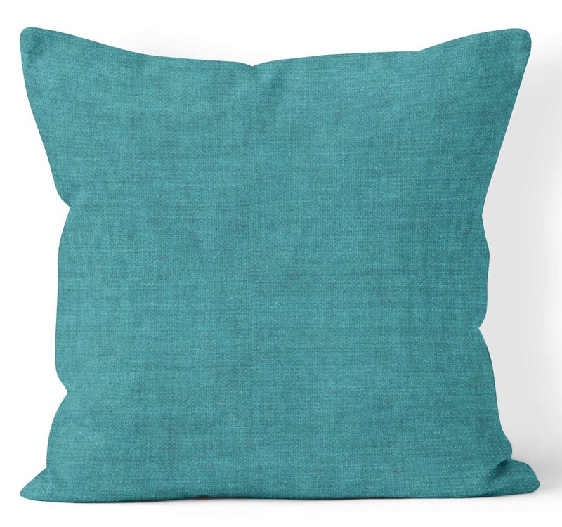 Encasa سميكة تشنيل ترمي وسادة مجموعة مجموعة من 2 | Turq - (24x24) (60 × 60 سم) | اللكنة الزخرفية مربعة رمي وسادة الحالات للأريكة ديكور ديكور أريكة - Image 2