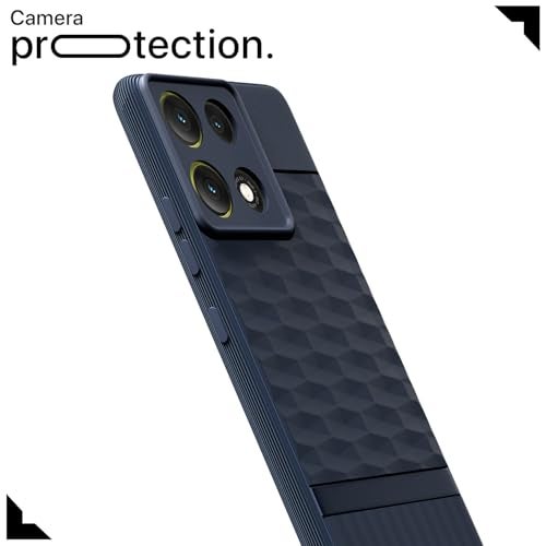 Pikkme Back Cover for Motorola Moto G86 Power 5G Soft Grip 3D Hexa Cube Texture Silicone Bumper Case (Blue) - Image 5
