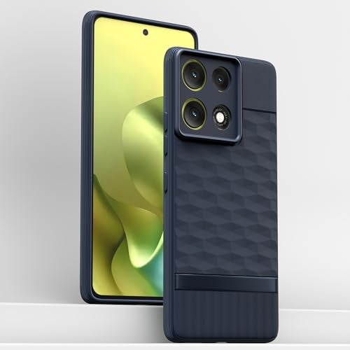 Pikkme Back Cover for Motorola Moto G86 Power 5G Soft Grip 3D Hexa Cube Texture Silicone Bumper Case (Blue) - Image 2