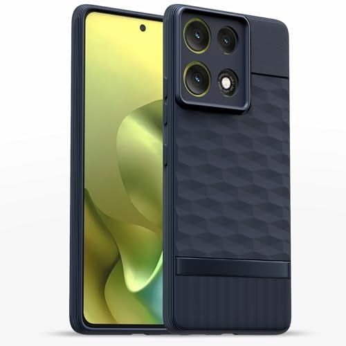 Pikkme Back Cover for Motorola Moto G86 Power 5G Soft Grip 3D Hexa Cube Texture Silicone Bumper Case (Blue) - Image 1