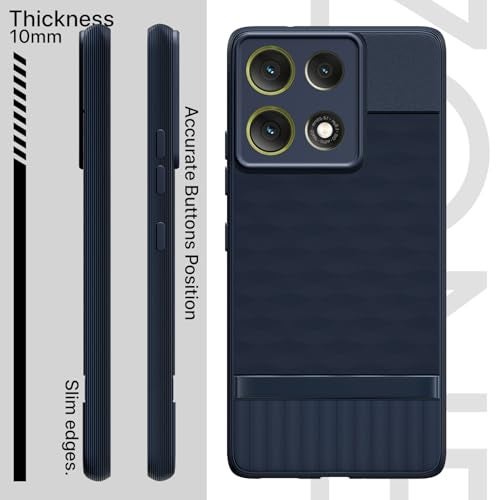 Pikkme Back Cover for Motorola Moto G86 Power 5G Soft Grip 3D Hexa Cube Texture Silicone Bumper Case (Blue) - Image 3