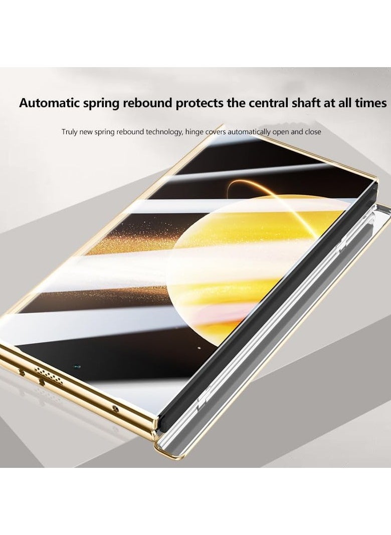 General Honor Magic V3 Electroplated Frame Magnetic Hinge Protection Grain Leather Case with Lens Holder Privacy Screen Protector For Magic V3  - Image 4