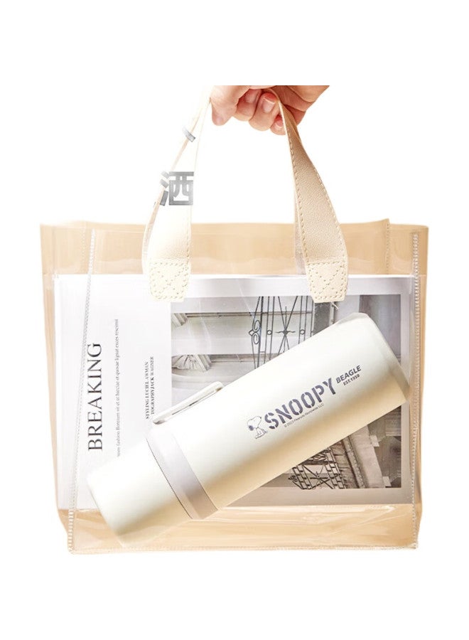 Snoopy Insulated Mug, 316 Stainless Steel, Large Capacity Water Bottle, Student Thermos, Portable Cup For Men And Women, Car-Friendly, 600Ml, White - Image 3