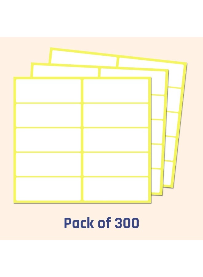 300 قطعة من الملصقات اللاصقة البيضاء للكتابة – ملصقات لاصقة فارغة لوضع العلامات – مقاس 3.3 × 1 بوصة – ملصقات ذاتية اللصق للمنزل والمكتب والمدرسة والتنظيم - Image 2