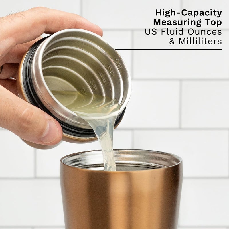 Elevated Craft Hybrid Cocktail Shaker - Premium Vacuum Insulated Stainless Steel Copper Cocktail Shaker - Innovative Measuring System - Martini Shaker for the Home Bartender - 28oz Total Volume - Image 5