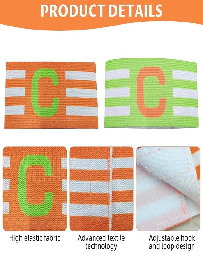 برو بيروس أربطة معصم قائد فريق كرة القدم من بروبيروس®، عبوة من قطعتين، أربطة مرنة على شكل حرف C لقادة الفرق، أربطة معصم قائد فريق كرة القدم لكرة القدم والكرة الطائرة وكرة السلة والكريكيت وغيرها من الألعاب الرياضية، أخضر + برتقالي - Image 3