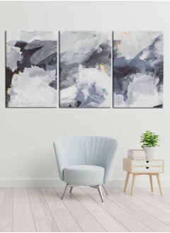 LOWHA Set Of 3 Framed Canvas Wall Arts Stretched Over Wooden Frame, Abstract Paintings, For Home, Living Room, Office Decor  - Image 1