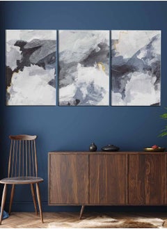 LOWHA Set Of 3 Framed Canvas Wall Arts Stretched Over Wooden Frame, Abstract Paintings, For Home, Living Room, Office Decor  - Image 3