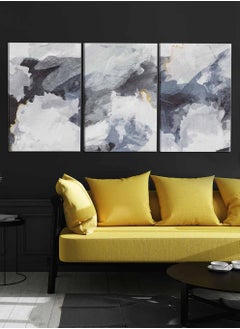 LOWHA Set Of 3 Framed Canvas Wall Arts Stretched Over Wooden Frame, Abstract Paintings, For Home, Living Room, Office Decor  - Image 2