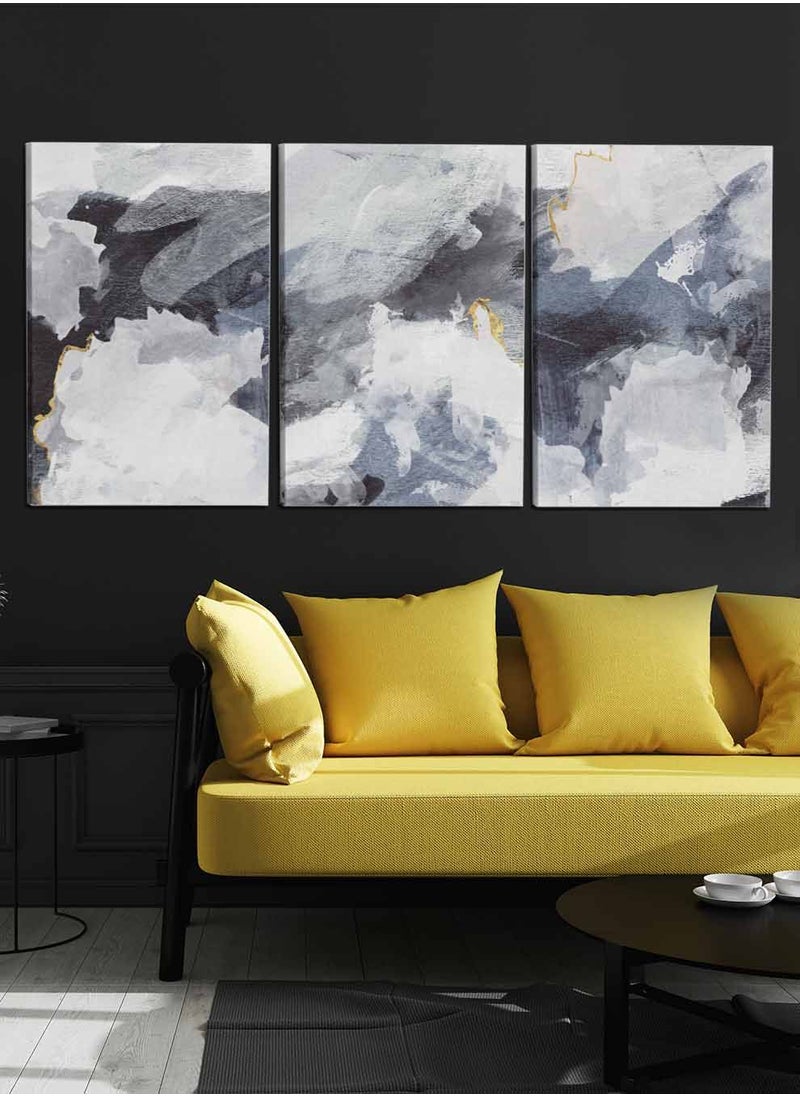 LOWHA Set Of 3 Framed Canvas Wall Arts Stretched Over Wooden Frame, Abstract Paintings, For Home, Living Room, Office Decor  - Image 2