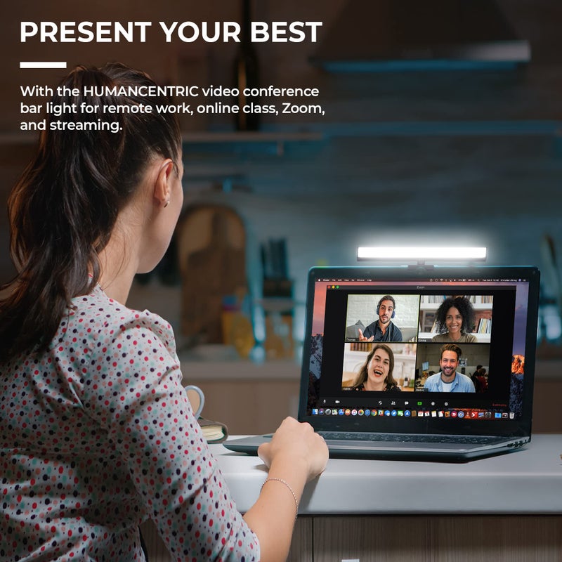 HumanCentric إضاءة مؤتمرات الفيديو من هيومن سنترك - ضوء كاميرا ويب للبث، ضوء LED للشاشة واللابتوب لمؤتمرات الفيديو، إضاءة زوم للكمبيوتر، إضاءة محدثة لاجتماعات زوم، مجموعة واحدة - Image 2