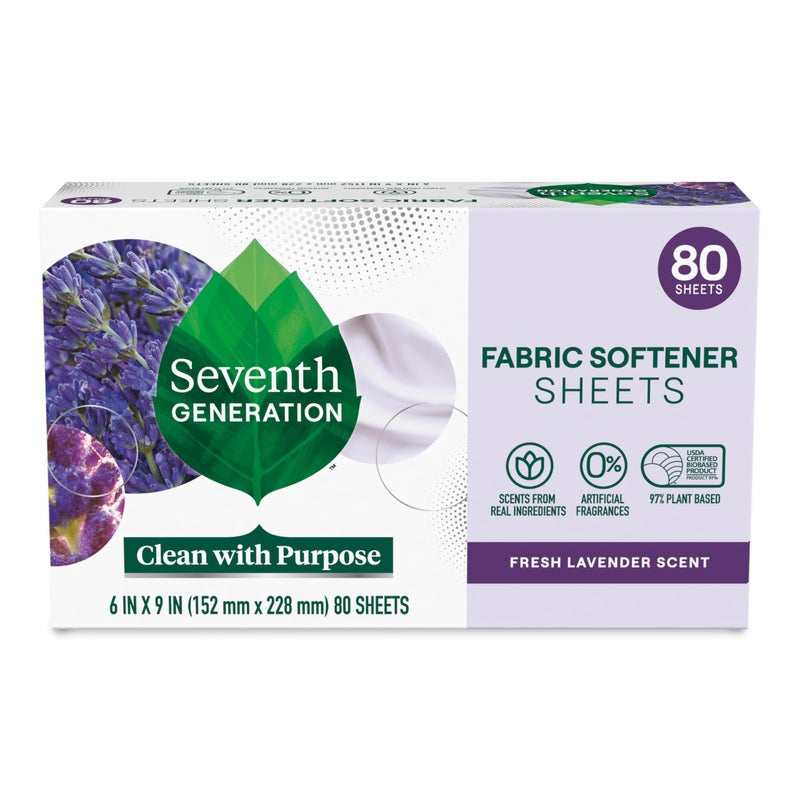 Seventh Generation مناديل مجفف الملابس من الجيل السابع، برائحة اللافندر الطازجة، 80 ورقة - Image 1