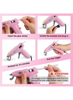 WORKPRO Mini Hot Glue Gun With 20 Pcs Hot Glue Sticks, Glue Gun Kit For Decorations, Arts, Crafts, School Diy Projects And Home Repairs- Pink Ribbon  - Image 5