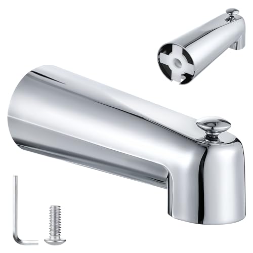Enhon 7 Inch Slip on Tub Spout with Diverter, Compatible with Moen 3839/Moen 3853, Bathtub Diverter Spout Fits 1/2" Copper Water Tube(5/8" Diameter), 5/32" Hex Wrench (Polished Chrome,Classic) - Image 1