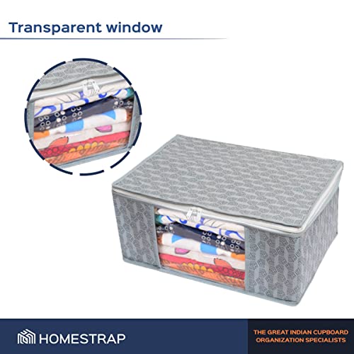 HomeStrap Set Of 12 Non-Woven Printed Saree Cover/Cloth Storage/Organizer With Transparent Window(Grey)(Featured On Shark Tank),33 Cm,22 Cm - Image 4