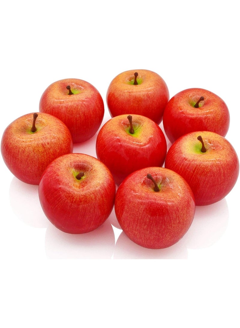 8-Piece Artificial Red Apple Set, Lifelike Fake Fruit for Home Decoration & Photography - Image 1