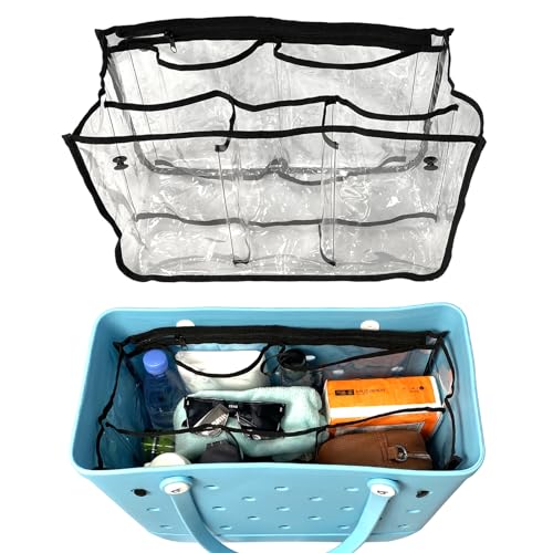 Yewaii Clear Bogg Bag Organizer X Large Bench Bag Insert Accessories Compatible with Bogg Bag Waterproof Organizer Divider Pouch Zipper 5 Pockets Must Have Accessory Black - Image 1